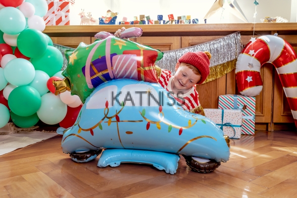 Фолиев балон под формата на Коледна кола 102х107 / Christmas Car Foil Balloon - 102x107