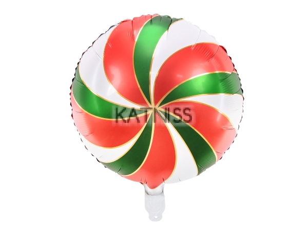 Фолиев балон под формата на бонбон 35 см - червен и зелен / Red And Green Candy Foil Balloon - 35 cm