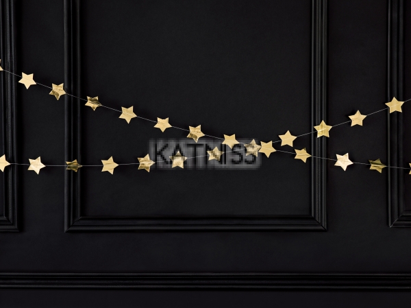 Банер със звезди - златист - 3.6 м / Gold Stars Foil Balloon - 3.6 m