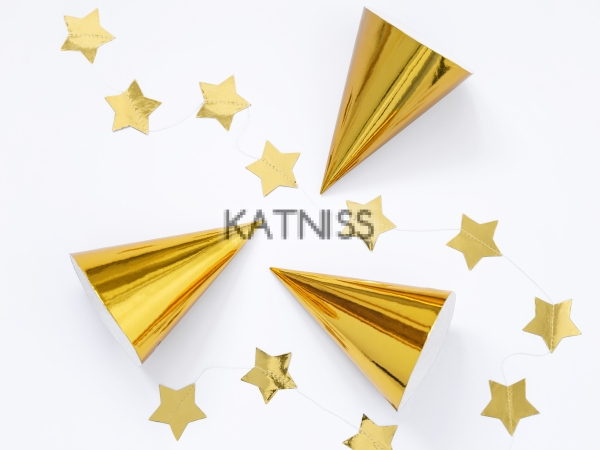 Банер със звезди - златист - 3.6 м / Gold Stars Foil Balloon - 3.6 m