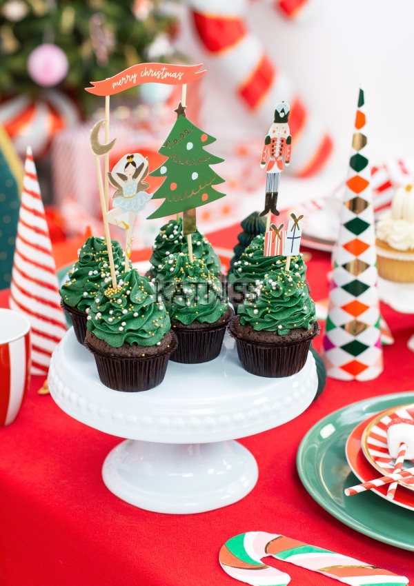 Коледни топери за торта - 8.5 - 19 см - комплект от 6 броя / Christmas Cake Toppers - 8.5 - 19 cm - 6 pieces