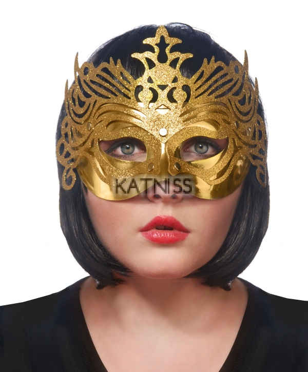 Парти маска с орнаменти - златиста / Gold Party Mask With Ornaments