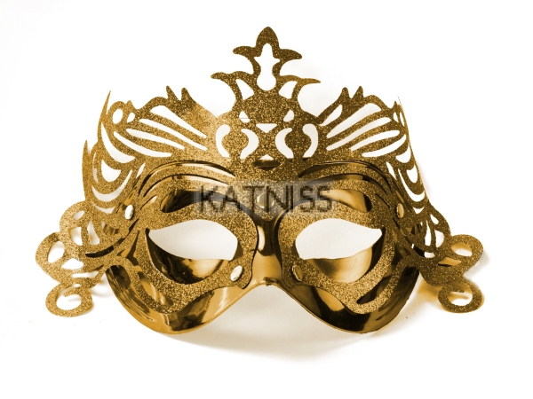 Парти маска с орнаменти - златиста / Gold Party Mask With Ornaments