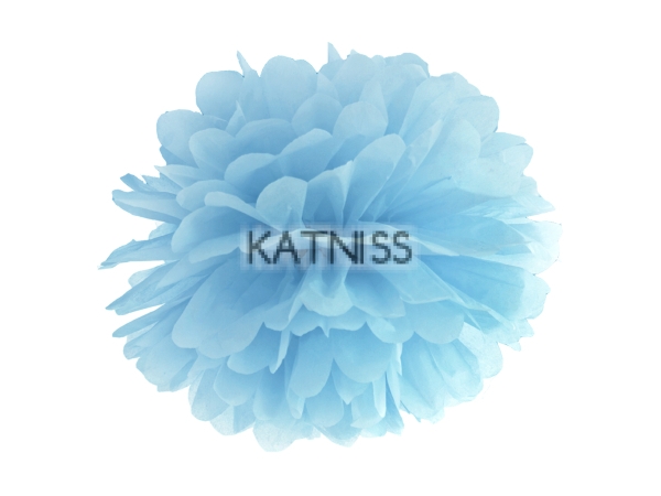 Хартиен помпон - светло розов - 25 см / White Blue Paper Pompom - 25 cm