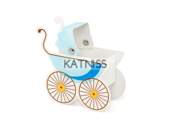 Кутии под формата на бебешка количка - небесно синьо - комплект от 10 броя / Baby Carriage Boxes - Sky Blue - 10 pieces