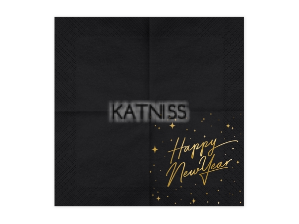 Салфетки "Happy New Year" - черни със златист надпис - 33х33 см - 20 броя / Black Napkins "Happy New Year" With Gold Laber - 33x33 cm - 20 pieces