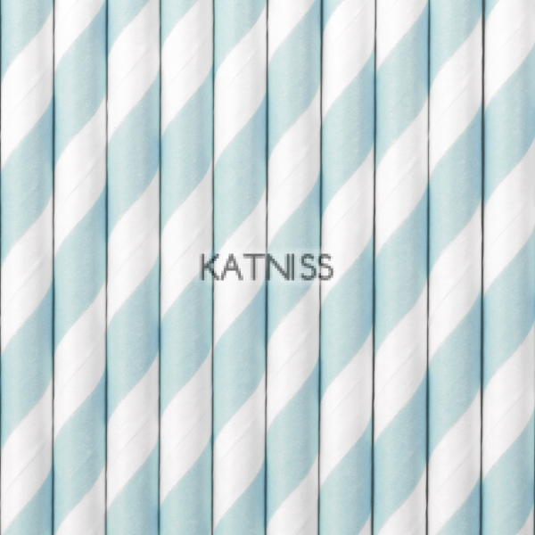 Хартиени сламки - светло сини - 19.5 см - 10 броя / Baby Blue Paper Straws - 19.5 cm - 10 pieces