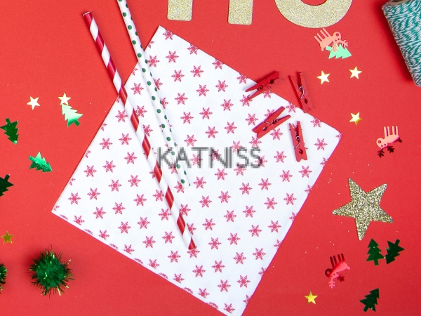 Хартиени сламки - червено и бяло - 19.5 см - 10 броя / Paper Straws - Red and White - 19.5 cm - 10 pieces