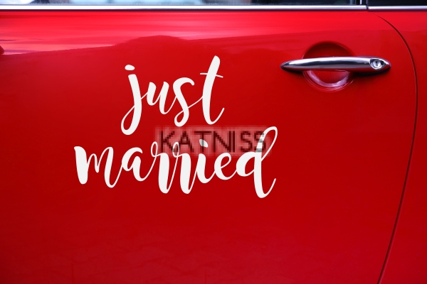 Стикер за кола "Just Married" - 33x45 см / Car Sticker "Just Married" - 33x45 cm