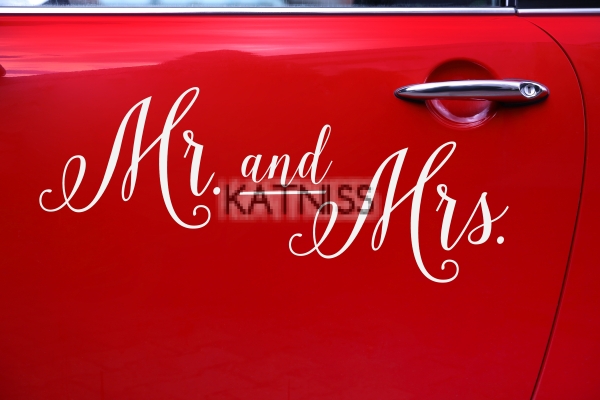 Стикер за кола "Mr and Mrs" / Car Sticker "Mr and Mrs"