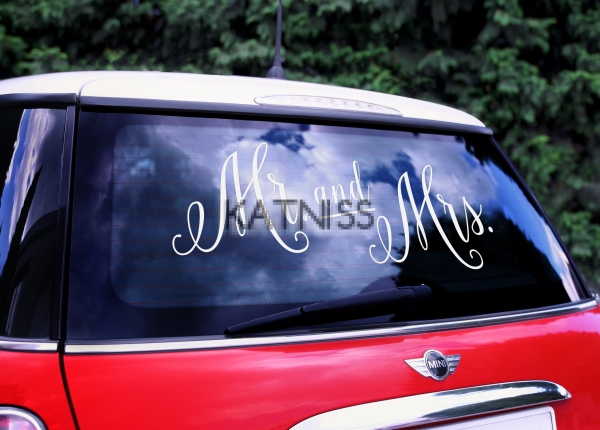 Стикер за кола "Mr and Mrs" / Car Sticker "Mr and Mrs"