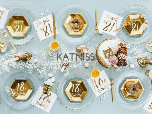 Картонени златисти чаши за 18-ти рожден ден - 220 мл - 6 броя / 18th Birthday Paper Gold Cups  - 220 ml - 6 pieces