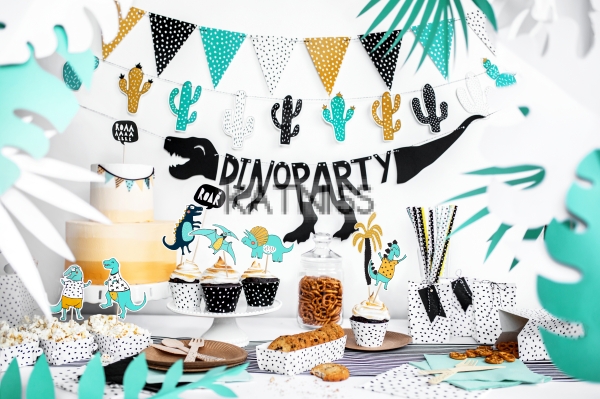 Банер с динозавър "Dino Party" - 20x90 см / Banner With Dinosaur "Dino Party" - 20x90 cm