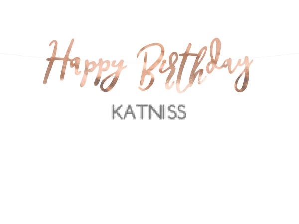 Банер "Happy Birthday" - розово-златист - 16.5х62 см / Rose Gold Banner "Happy Birthday" - 16.5x62 cm