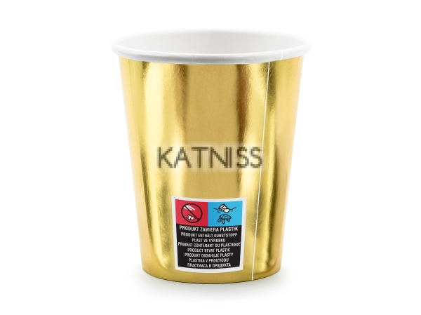 Картонени чаши за 50-ти рожден ден - златисти - 220 мл - 6 броя / Gold 50th Birthday Paper Cups - 220 ml - 6 pieces