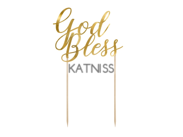 Топер за торта "God Bless" - златист - 27.5 см / Gold Cake Topper "God Bless" - 27.5 cm