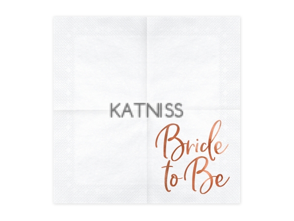 Салфетки "Bride to Be" - бяло и розово златисто - 33х33 см - 20 броя / Napkins "Bride To Be" - White And Rose Gold - 33x33 cm - 20 pieces