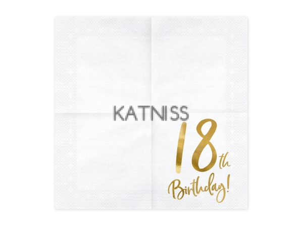 Салфетки за 18-ти рожден ден - 33х33 см - 20 броя / 18th Birthday Napkins - 33x33 cm - 20 pieces