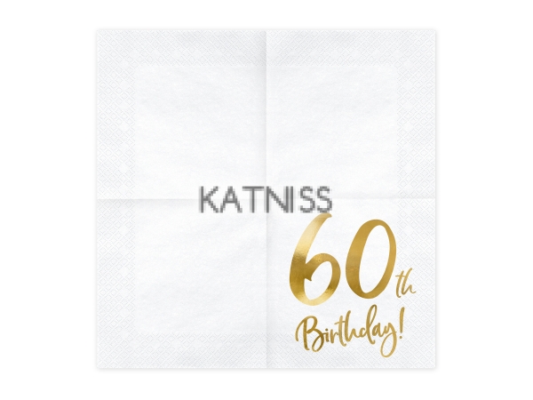 Салфетки за 60-ти рожден ден - 33х33 см - 20 броя / 60th Birthday Napkins - 33x33 cm - 20 pieces