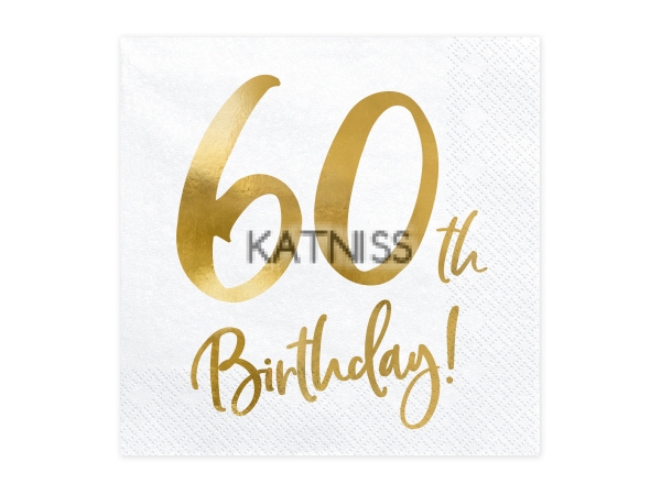 Салфетки за 60-ти рожден ден - 33х33 см - 20 броя / 60th Birthday Napkins - 33x33 cm - 20 pieces