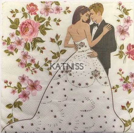 Салфетки за сватба с младоженци - 25 броя / Wedding Napkins With Newlyweds - 25 pieces