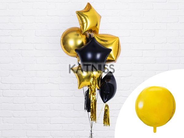 Фолиев балон топка - златист - 40 см / Gold Ball Foil Balloon - 40 cm