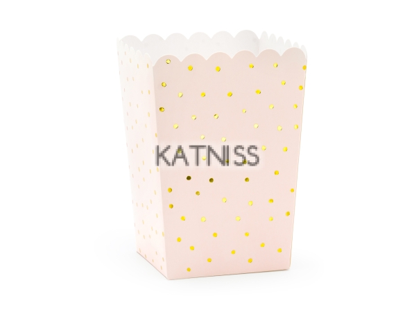 Кутия за пуканки - розова на точки - 7х12.5 см / Popcorn Box - Pink With Dots - 7x12.5 cm