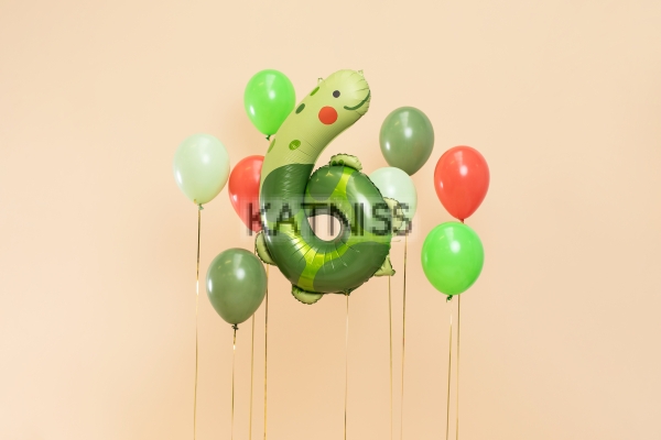 Фолиев балон "6" костенурка - 75х96 см / Turtle Foil Balloon Number "6" - 75x96 cm