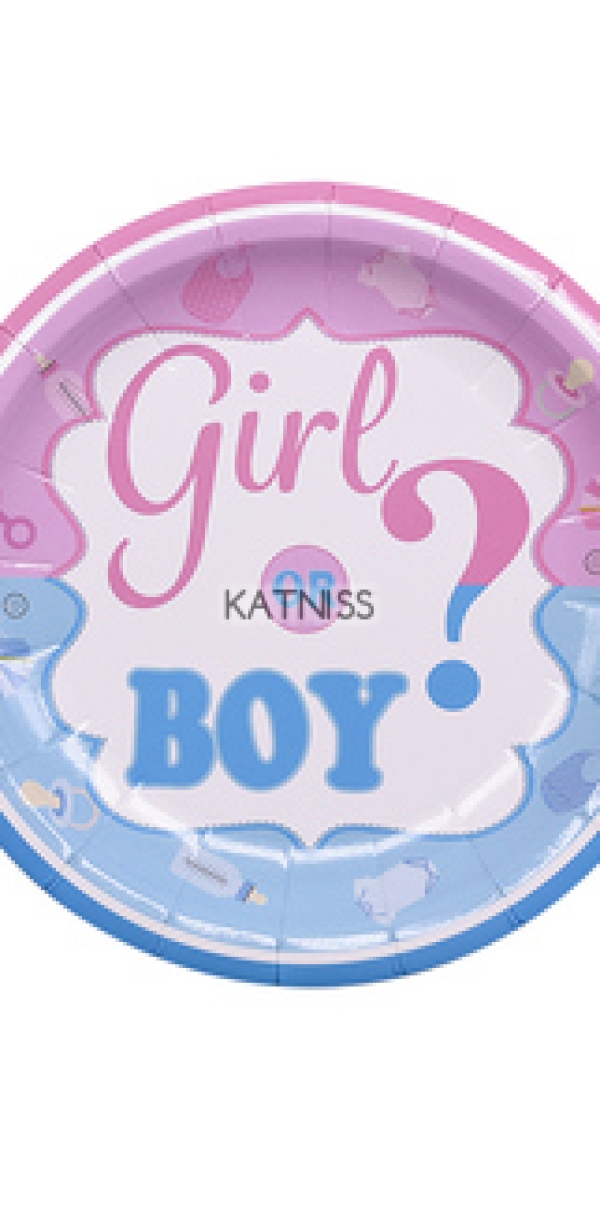 Картонени чинии "Girl or Boy" - 6 броя - 18 см / Paper Cups "Girl or Boy" - 6 pieces - 18 cm