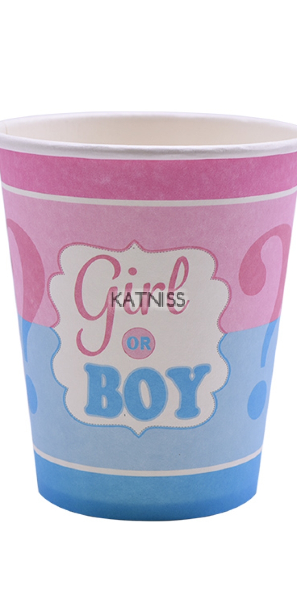 Картонени чаши "Girl or Boy" - 6 броя - 270 мл / Paper Cup "Girl or Boy" - 6 pieces - 270 ml