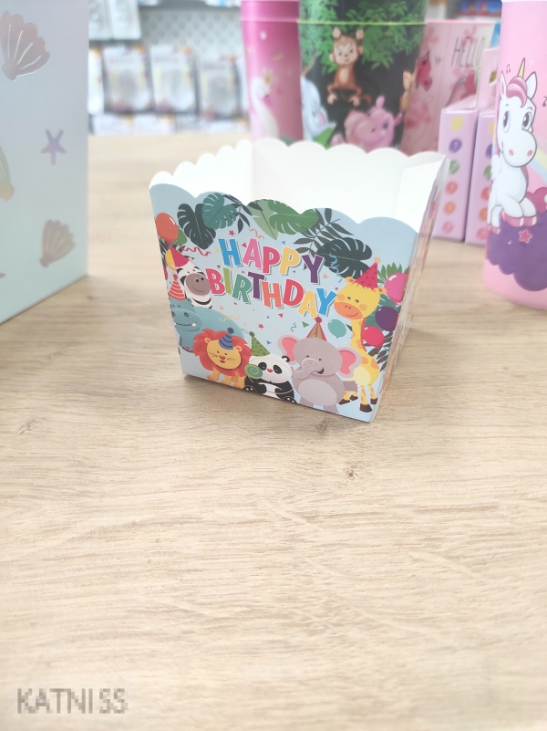 Комплект картонени кутии Сафари джунгла - 6 броя - 8x7x7 см / Safari Jungle Paper Boxes - 6 pieces - 8x7x7 cm