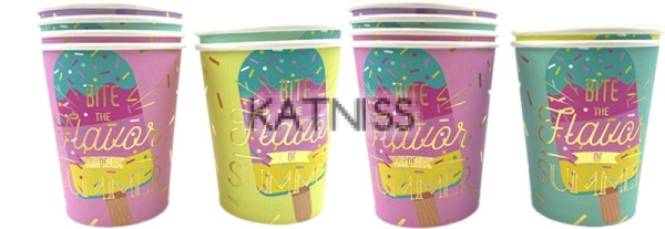 Картонени чаши със сладолед - 6 броя - 270 мл / Ice Cream Paper Cups - 6 pieces - 270 ml