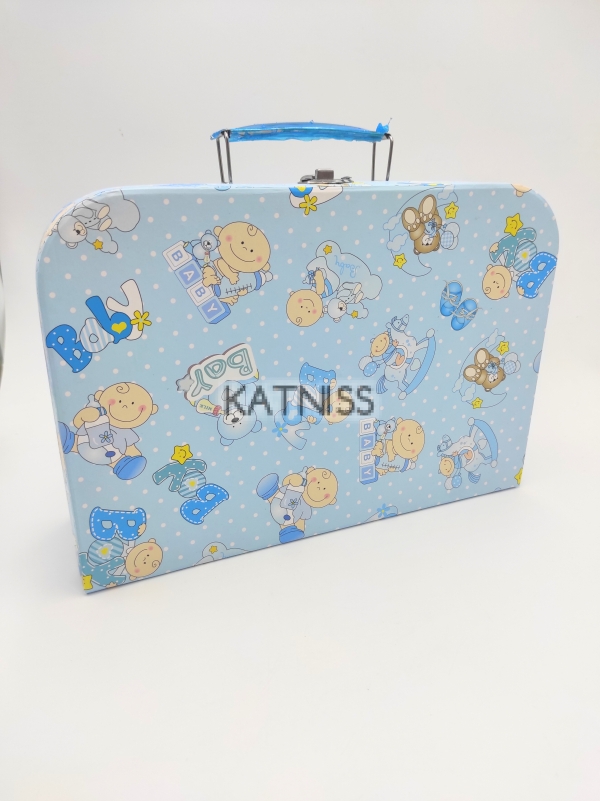 Синя подаръчна кутия - куфар - 28х19 см / Blue present box - suitcase - 28x19 cm