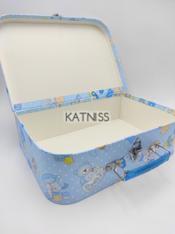 Синя подаръчна кутия - куфар - 28х19 см / Blue present box - suitcase - 28x19 cm