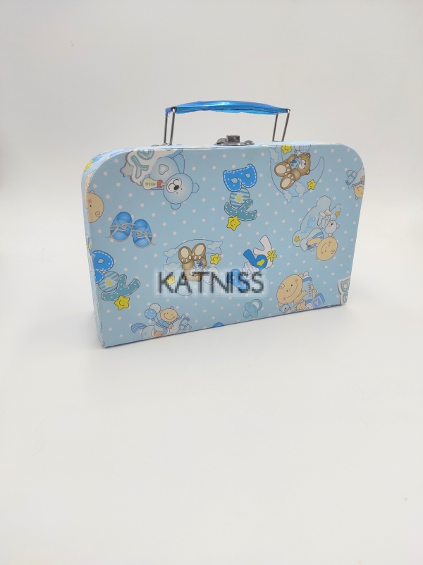 Синя подаръчна кутия - куфар - 21х13 см / Blue present box - suitcase - 21x13 cm