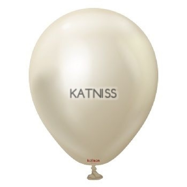 Балон хром в цвят бяло злато - 12 см / White gold balloon chrome - 12 cm