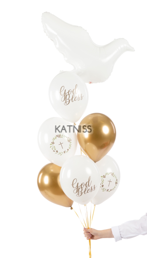 Бял латексов балон с кръст - 30 см / White balloon with cross - 30 cm