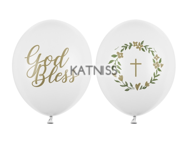 Бял латексов балон с кръст - 30 см / White balloon with cross - 30 cm