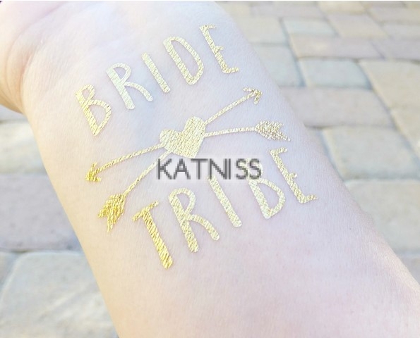 Златиста татуировка за моминско парти - Bride Tribe / Gold bachelorette party tattoo - Bride Tribe