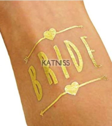 Златиста татуировка за моминско парти - Bride / Gold bachelorette party tattoo - Bride