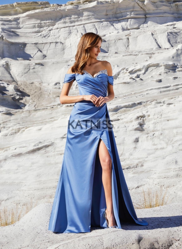 Дълга синя рокля - на едро / Long blue dress - wholesale