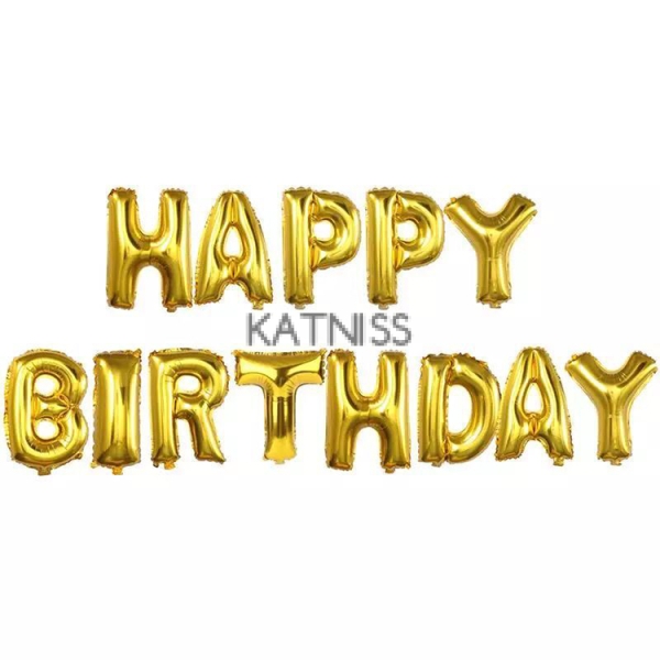 Златисти фолиеви балони надпис "Happy Birthday" / Gold foil balloons letters "Happy Birthday"