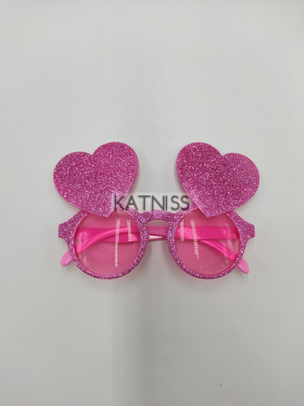 Розови парти очила със сърца с брокат / Pink party glasses with hearts and glitter