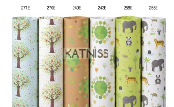 Ролки хартия за опаковане на подаръци Save the planet - 200/70 cm / Present roll paper Save the planet - 200/70 cm