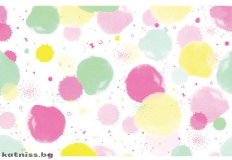 White wrapping paper with pink, yellow and green circles