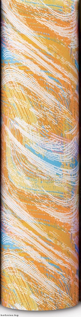 Packing paper with orange and yellow wavy lines