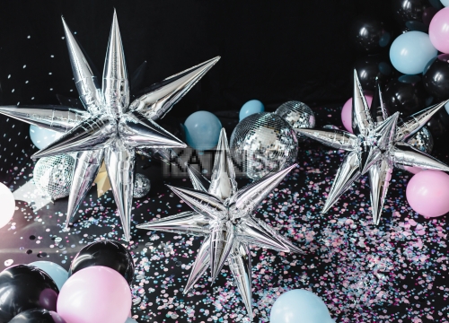 Фолиев балон под формата на звезда - сребрист 70 см / Silver Star Foil Balloon - 70 cm