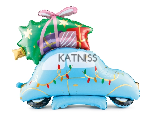 Фолиев балон под формата на Коледна кола 102х107 / Christmas Car Foil Balloon - 102x107