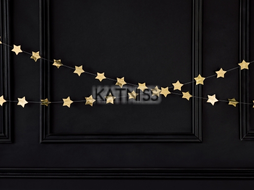 Банер със звезди - златист - 3.6 м / Gold Stars Foil Balloon - 3.6 m