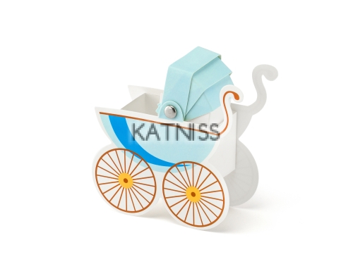 Кутии под формата на бебешка количка - небесно синьо - комплект от 10 броя / Baby Carriage Boxes - Sky Blue - 10 pieces